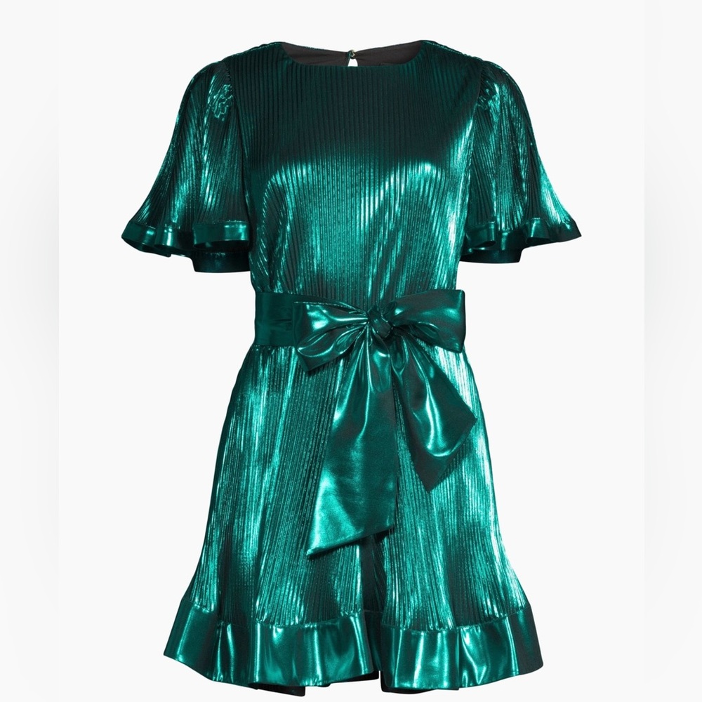Milly Lumi Lamé Pleated Dress Size 8